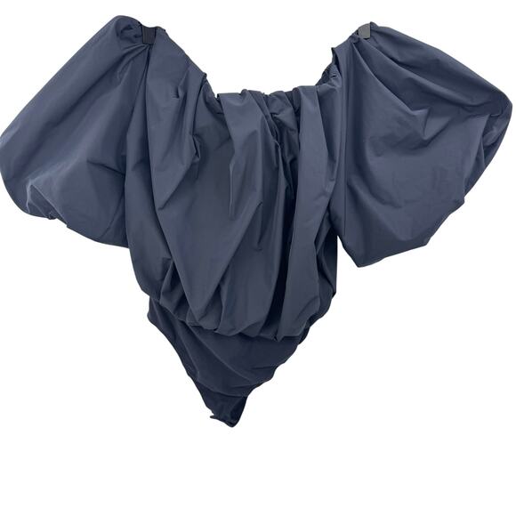 Essentiel Antwerp Women's Blue Bardot‎ Neck Taffeta Bodysuit Size 36/ US 6 - Picture 6 of 12